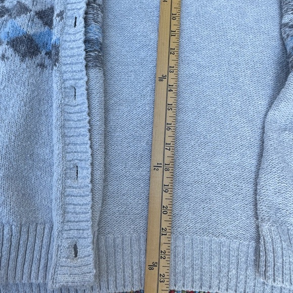 Lucky Brand Gray and Blue Fair Isle Women's Cardigan Sweater XL - Picture 12 of 16